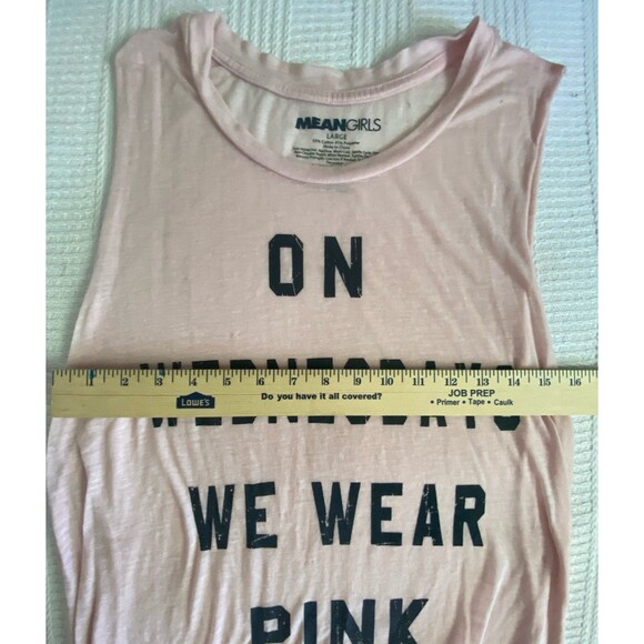 MEAN GIRLS wednesdays we wear PINK workout tshirt muscle tank top cutoff L NWOT - Picture 5 of 7